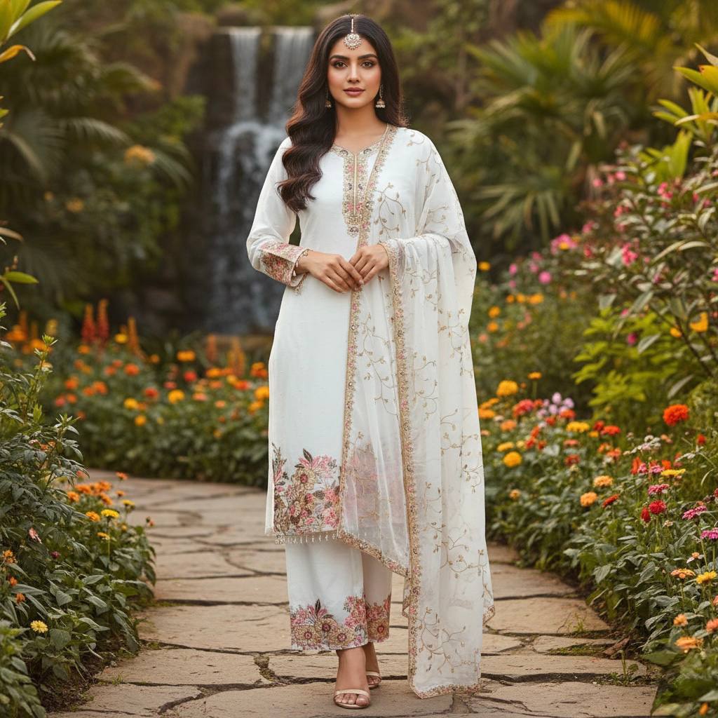 HEAVY EMBROIDERY SEQUENCE WORK 3 PIS SUIT SET