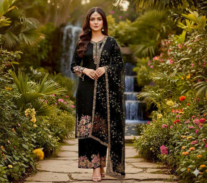 HEAVY EMBROIDERY SEQUENCE WORK 3 PIS SUIT SET