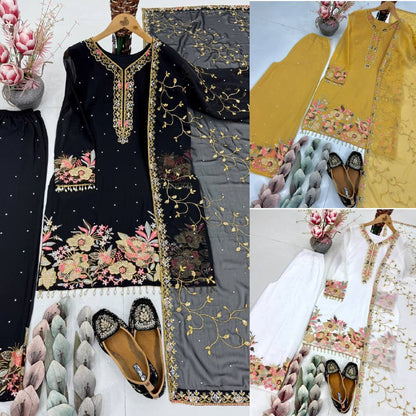 HEAVY EMBROIDERY SEQUENCE WORK 3 PIS SUIT SET