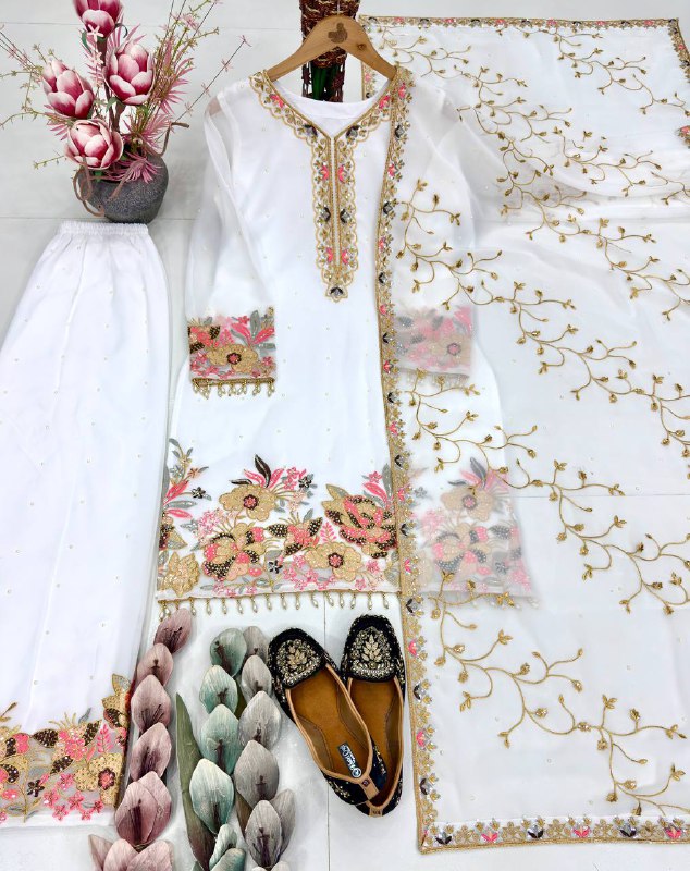 HEAVY EMBROIDERY SEQUENCE WORK 3 PIS SUIT SET