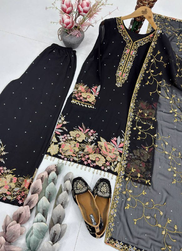 HEAVY EMBROIDERY SEQUENCE WORK 3 PIS SUIT SET