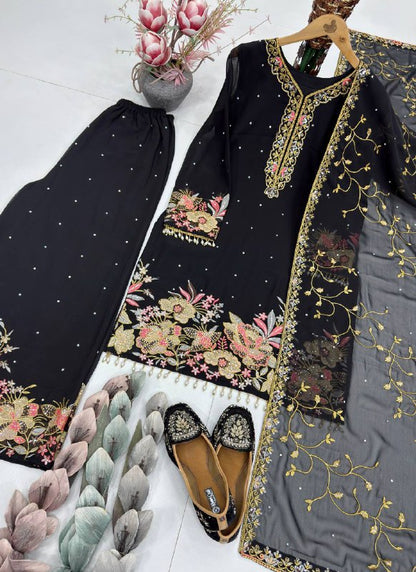 HEAVY EMBROIDERY SEQUENCE WORK 3 PIS SUIT SET
