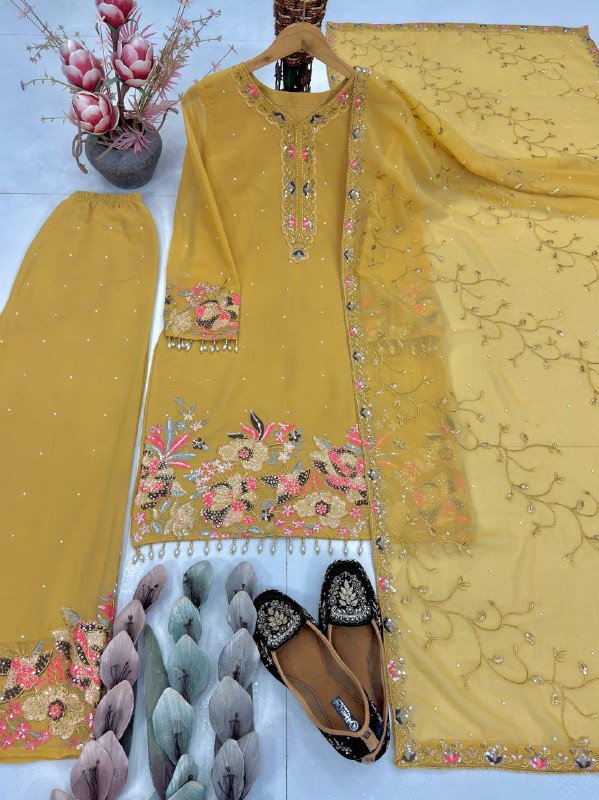 HEAVY EMBROIDERY SEQUENCE WORK 3 PIS SUIT SET