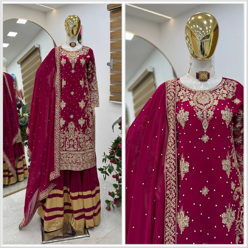 Designer Party Top Pallazo & Dupatta Set single available wholesale