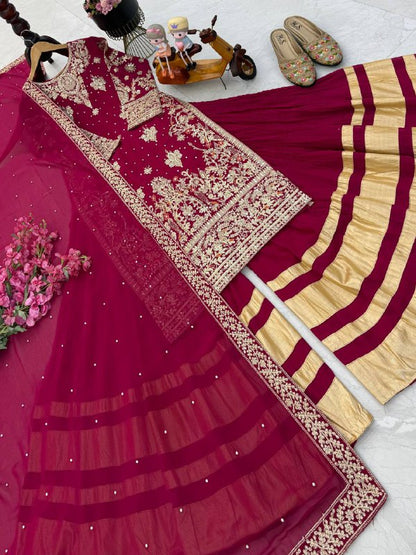 Designer Party Top Pallazo & Dupatta Set single available wholesale