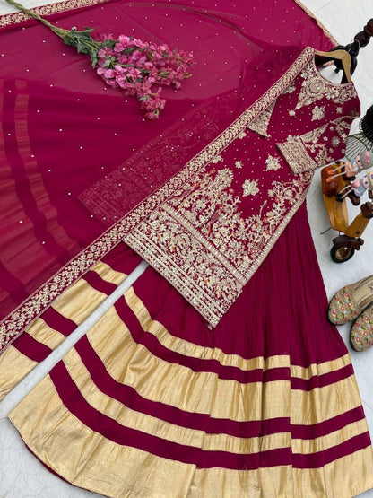 Designer Party Top Pallazo & Dupatta Set single available wholesale