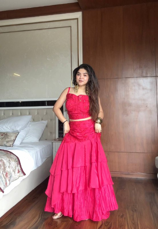 stylelist indo party RUFFLED LAYERED LEHENGA single available wholesale