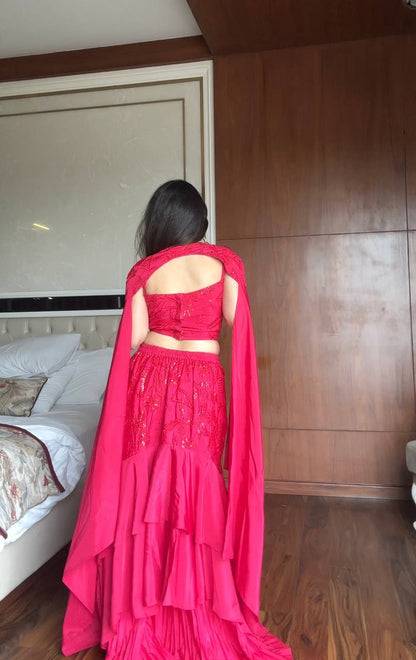 stylelist indo party RUFFLED LAYERED LEHENGA single available wholesale