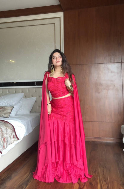 stylelist indo party RUFFLED LAYERED LEHENGA single available wholesale