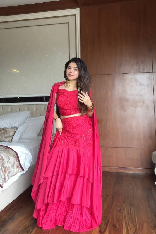 stylelist indo party RUFFLED LAYERED LEHENGA single available wholesale
