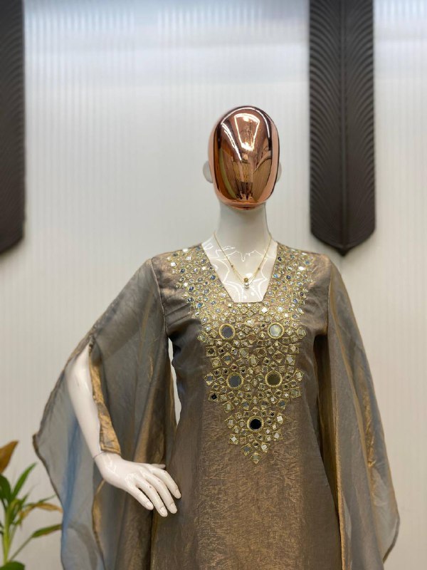 DESIGNER WEAR EXCLUSIVE SUIT IN EMBROIDERED WITH REAL MIRROR WORKED TOP WITH PLAZZO PAIR  single available wholesale
