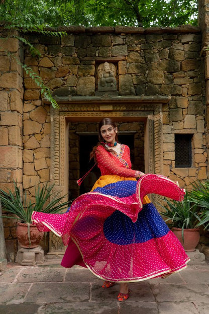 GOWN IS COMING WITH FAUX GEORGETTE FABRIC REAL MIRROR WORK LACE BORDER single available wholesale