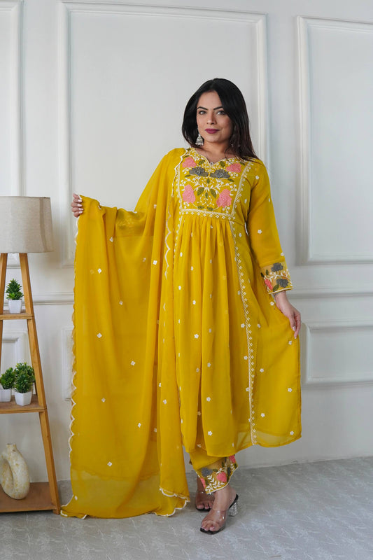 ĐĚSIGNER PARTY WEAR TOP AND PANT WITH FANCY DUPPATA AND EMBROIDERY WORK single available wholesale