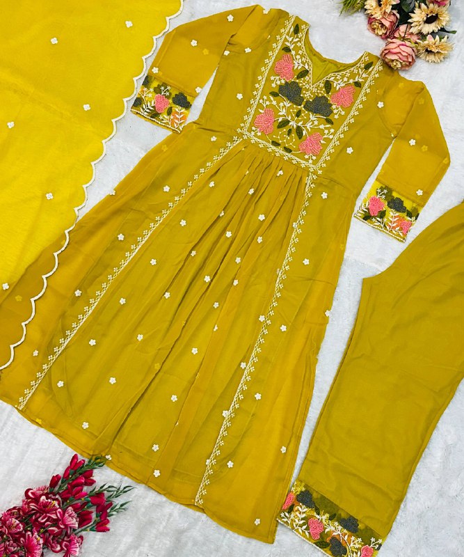ĐĚSIGNER PARTY WEAR TOP AND PANT WITH FANCY DUPPATA AND EMBROIDERY WORK single available wholesale