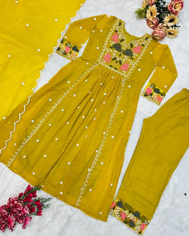 ĐĚSIGNER PARTY WEAR TOP AND PANT WITH FANCY DUPPATA AND EMBROIDERY WORK single available wholesale