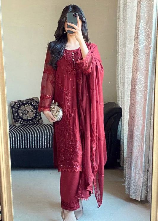 Đěsigner Party Wear Look Pur Heavy Faux Georgette Top Plazzo & Dupatta Set single available wholesale