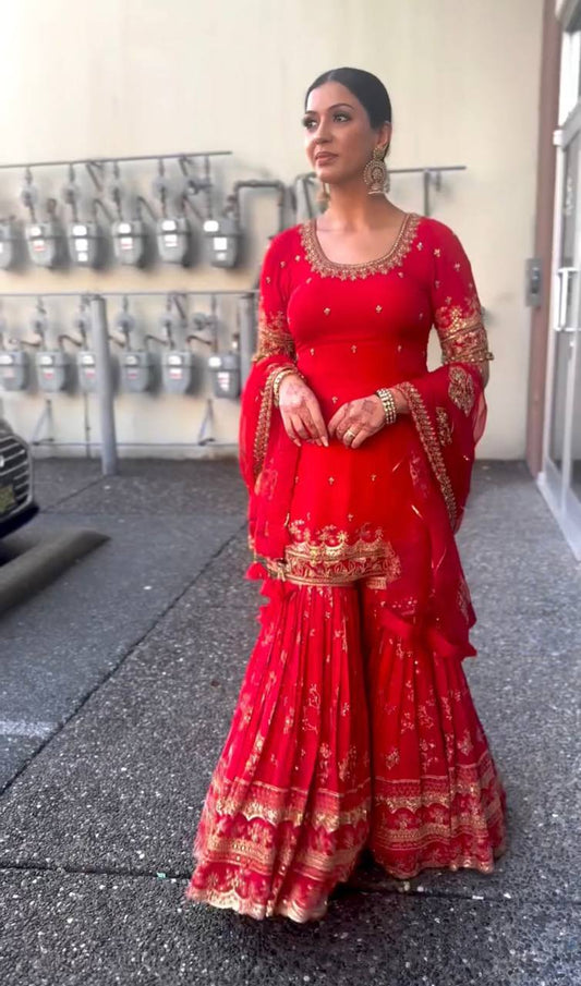 Designer Party Wear Look Top , Sharara Plazzo  and Dupatta single available wholesale
