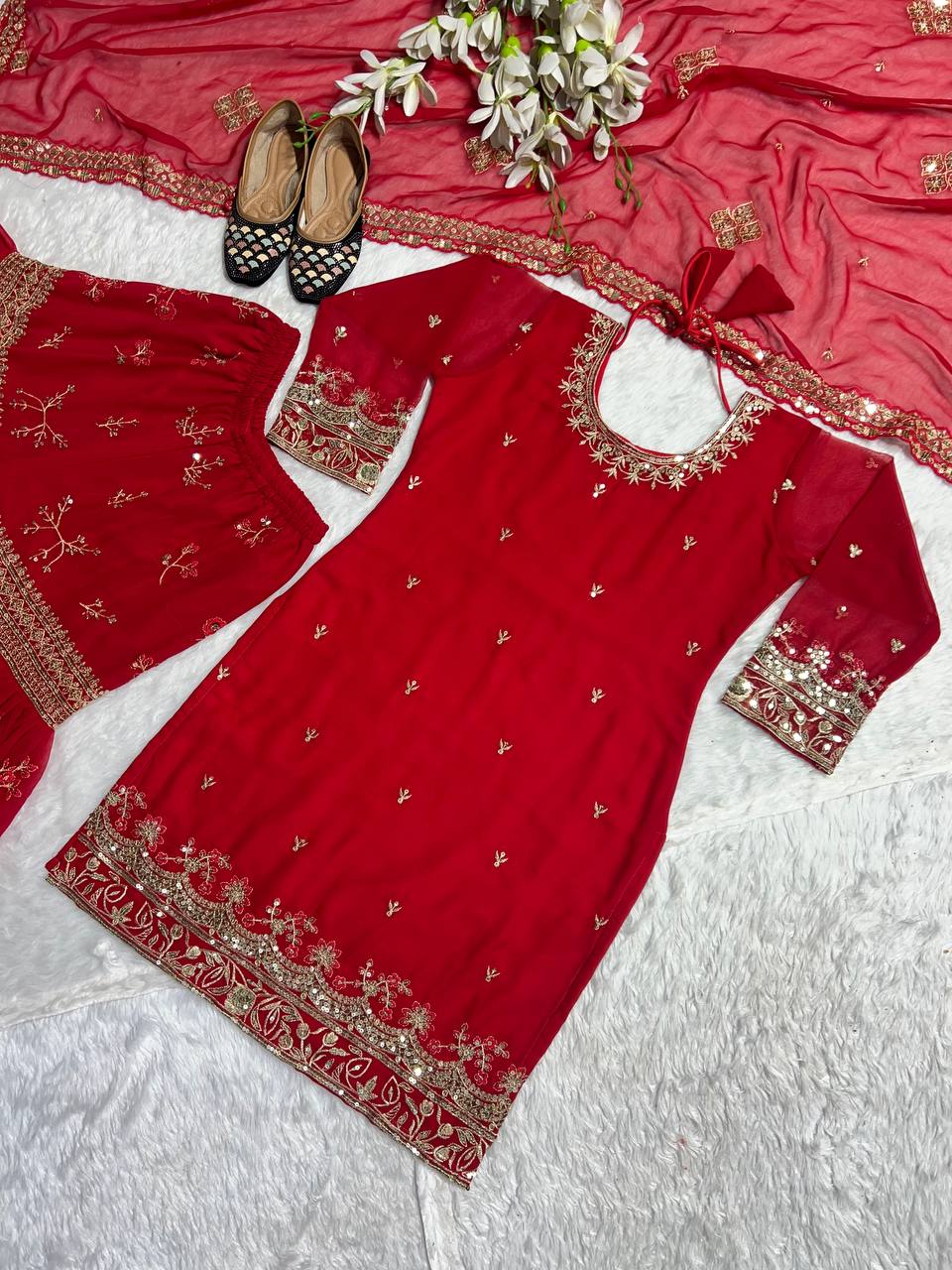 Designer Party Wear Look Top , Sharara Plazzo  and Dupatta single available wholesale
