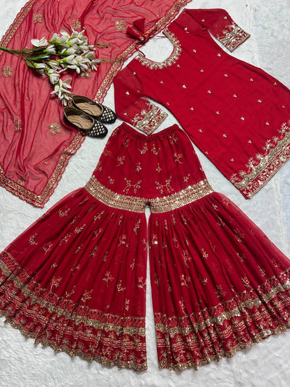 Designer Party Wear Look Top , Sharara Plazzo  and Dupatta single available wholesale