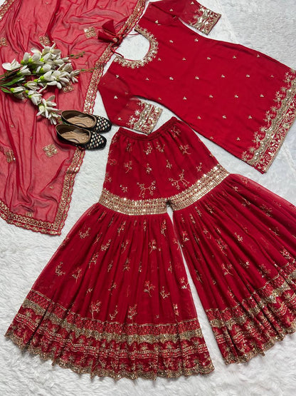 Designer Party Wear Look Top , Sharara Plazzo  and Dupatta single available wholesale