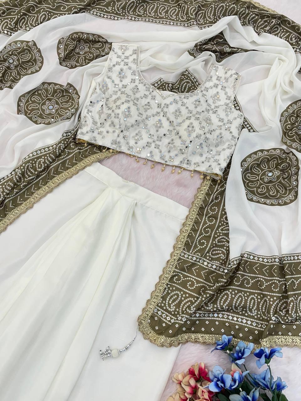Get festive ready in our new Indowestern three piece set with embroidery With Real Mirror Work detailing  single available wholesale