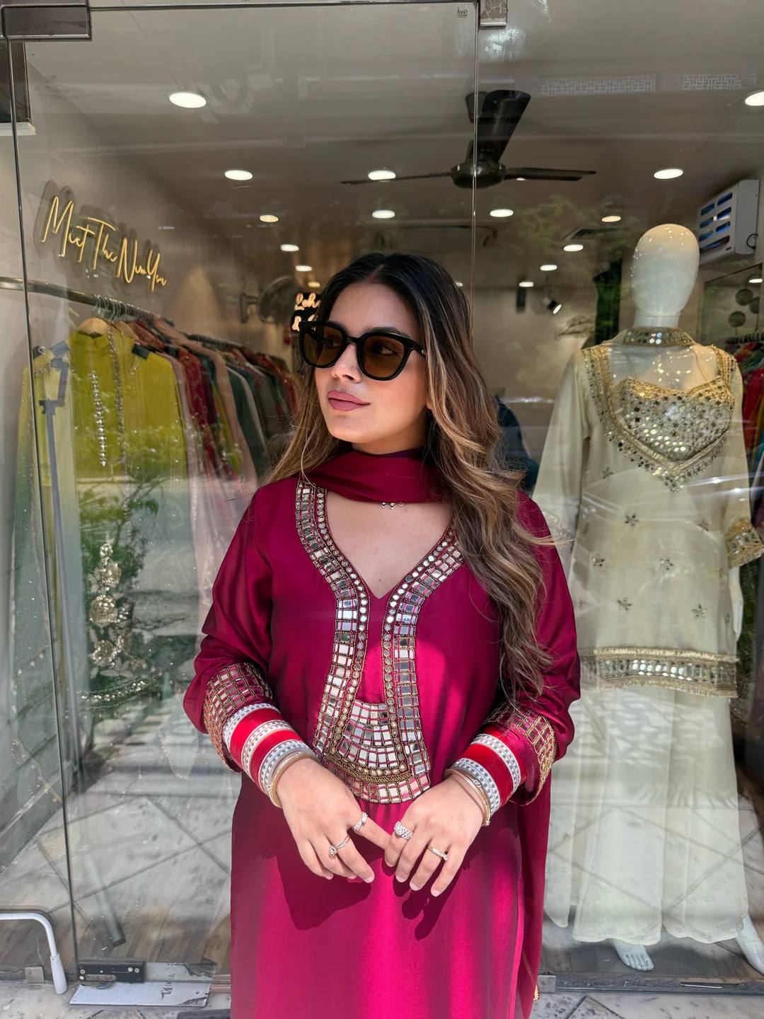 SUPERHIT TRENDING KURTI, PENT & DUPATTA ON RANGOLI FABRIC WITH EMBROIDERY AND REAL MIRROR HAND WORK  single available wholesale
