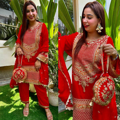 Heavy Faux Georgette With Full Heavy Embroidery Sequence Work single available wholesale