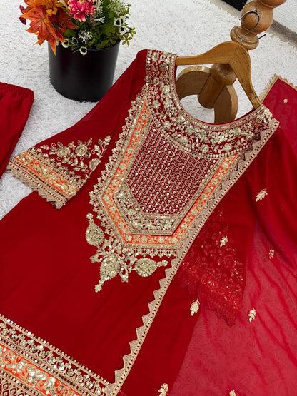 Heavy Faux Georgette With Full Heavy Embroidery Sequence Work single available wholesale