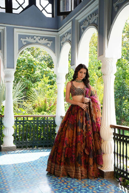 Hevay Boutiq Collection Lehengha details Tabby Orgnza with Digital print