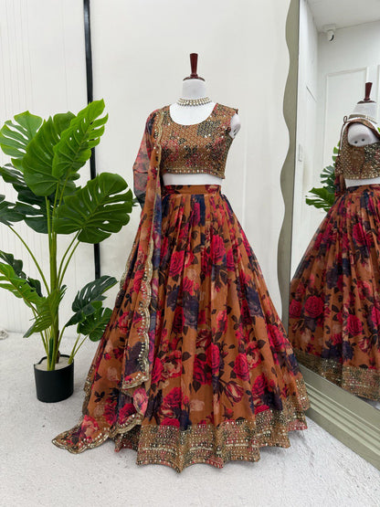 Hevay Boutiq Collection Lehengha details Tabby Orgnza with Digital print