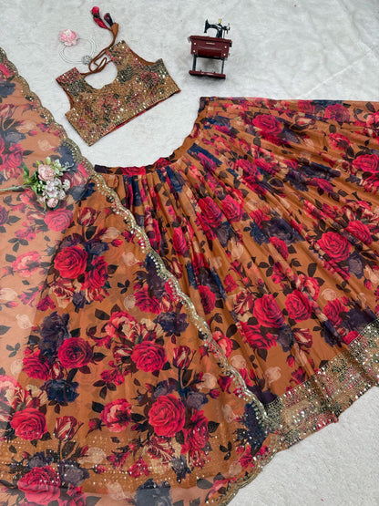 Hevay Boutiq Collection Lehengha details Tabby Orgnza with Digital print