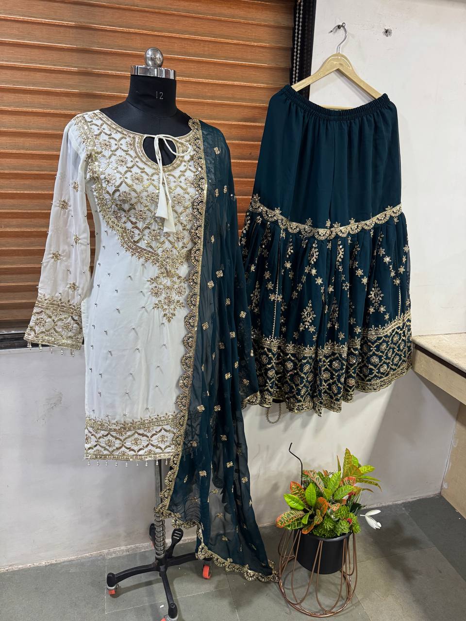 Designer Party Wear Look Top-Plazzo and Dupatta With Heavy Embroidery Work