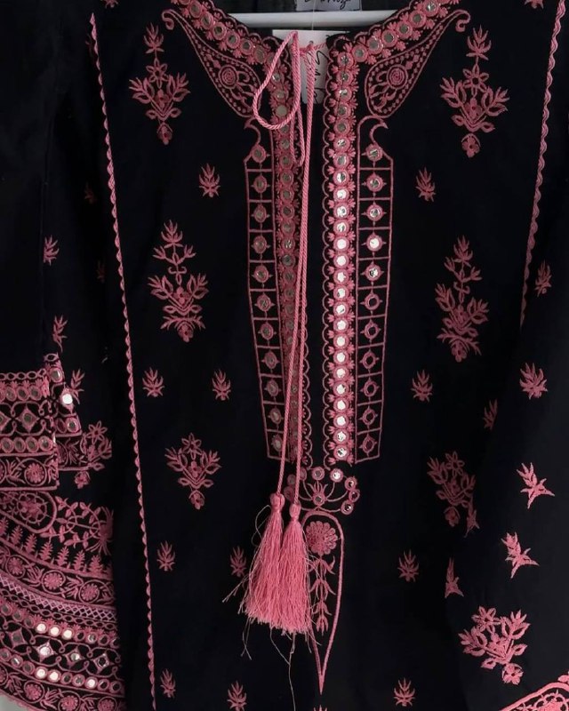 DESIGNER WEAR EXCLUSIVE SUIT IN EMBROIDERED WITH REAL MIRROR WORKED ROMAN SILK FABRIC TOP AND PANT WITH DUPATTA PAIR  single available wholesale