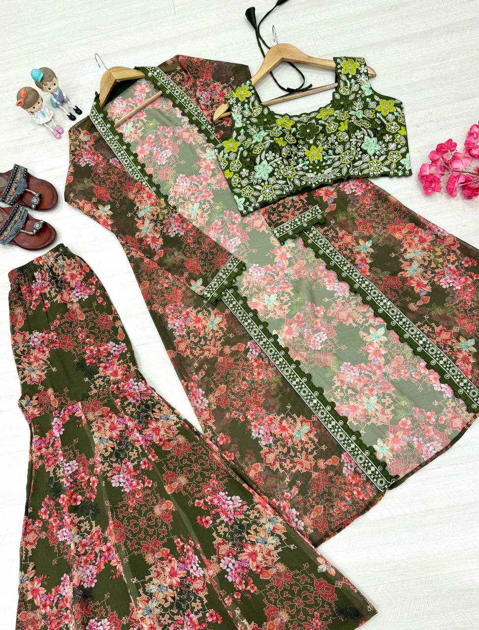Bollywood Indo Western Koti Plazo & Blouse Collection