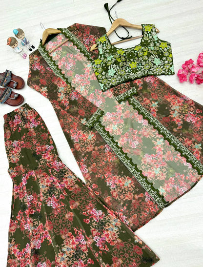 Bollywood Indo Western Koti Plazo & Blouse Collection