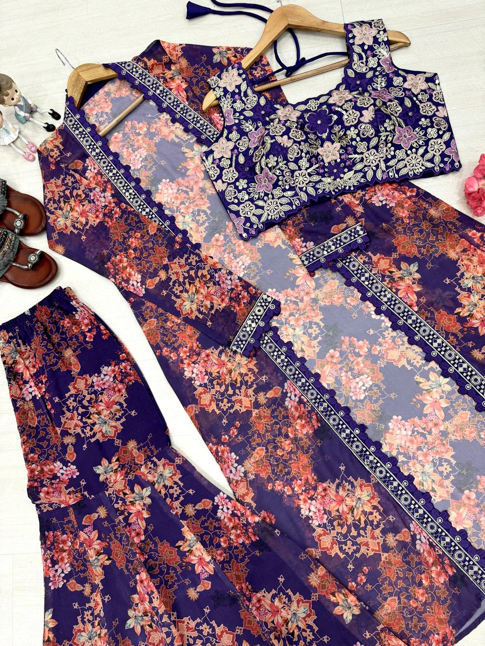 Bollywood Indo Western Koti Plazo & Blouse Collection