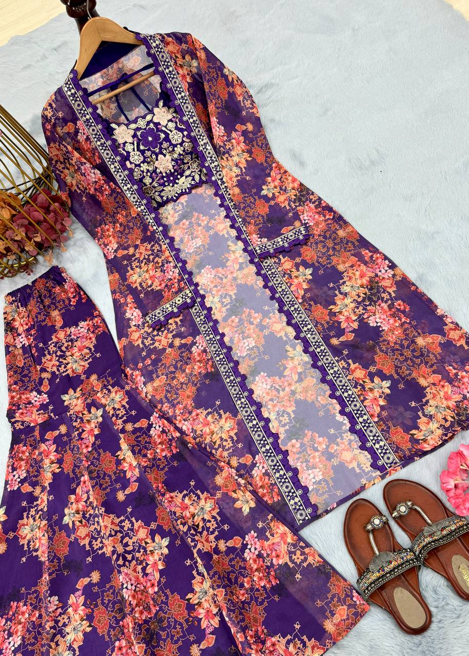 Bollywood Indo Western Koti Plazo & Blouse Collection