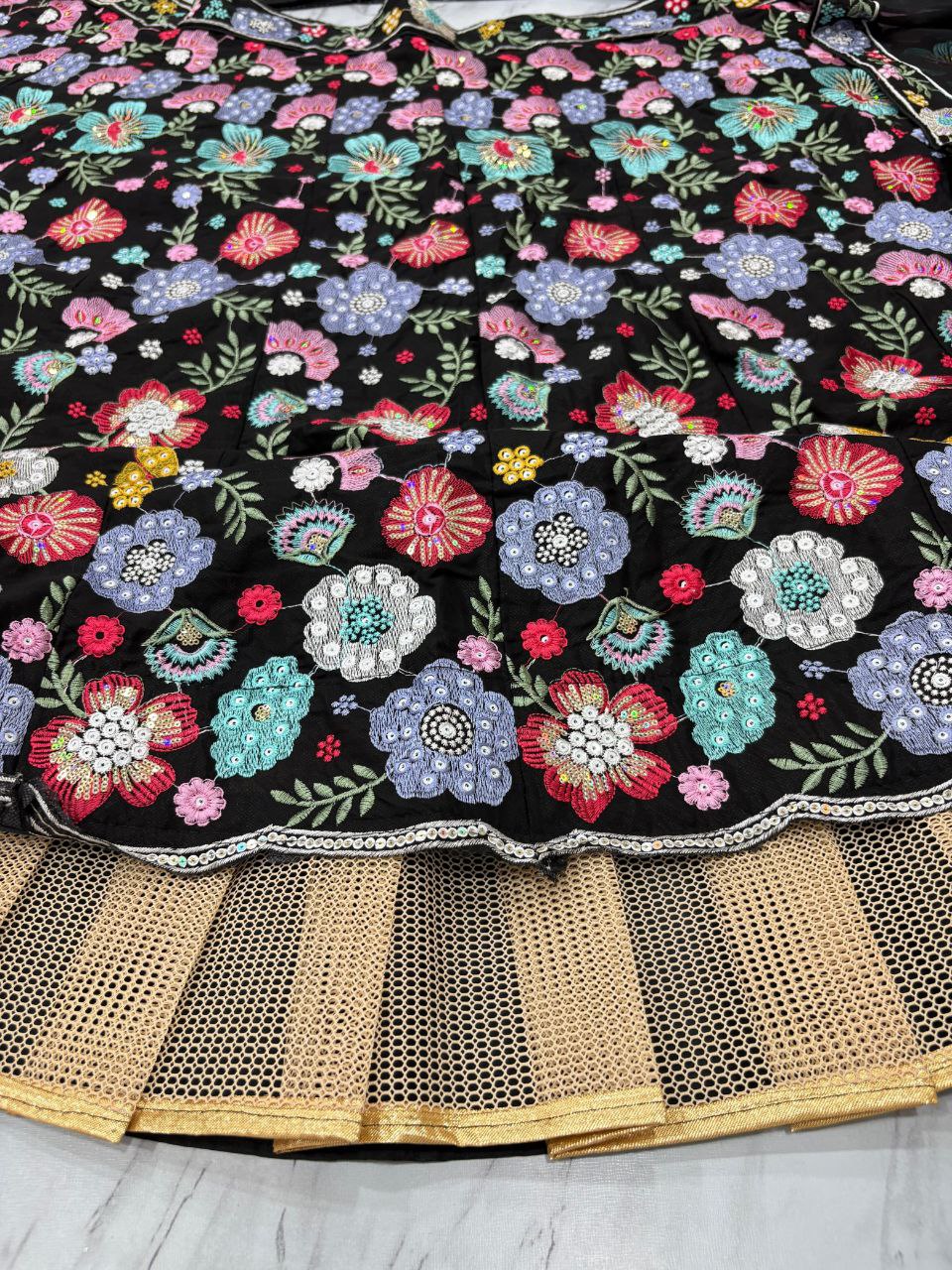 Faux Georgette Embellished With Beautiful Multi Thread Embroidery With Beautiful Heavy Sequins Work With Heavy Cancan