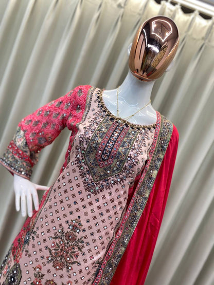 SARARA SUIT IN REAL MIRROR WORKED TOP SARARA WITH DUPATTA PAIR