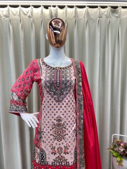 SARARA SUIT IN REAL MIRROR WORKED TOP SARARA WITH DUPATTA PAIR