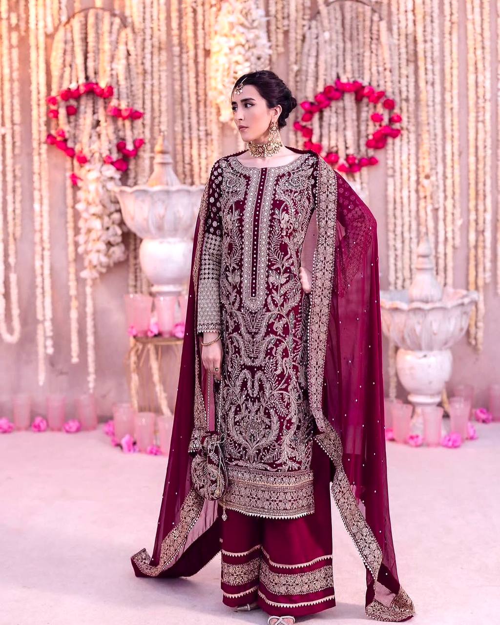Designer Party Wear Look Top-Plazzo and Dupatta With Heavy Embroidery Work single available wholesale