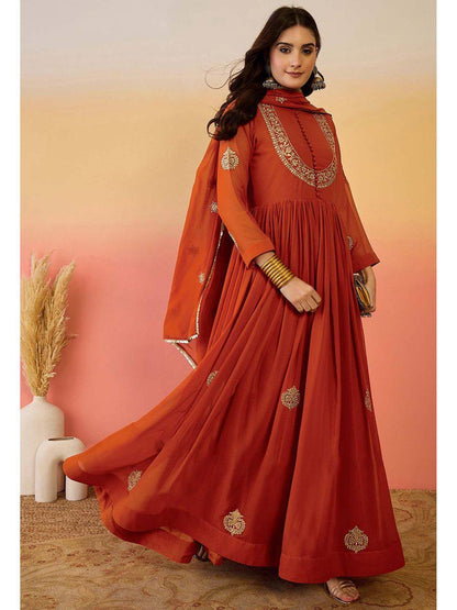 Designer Collection In Faux Georgette With Embroidery Sequence Work Gown And Dupatta Set Fully Stitched Ready To Wear  single available wholesale