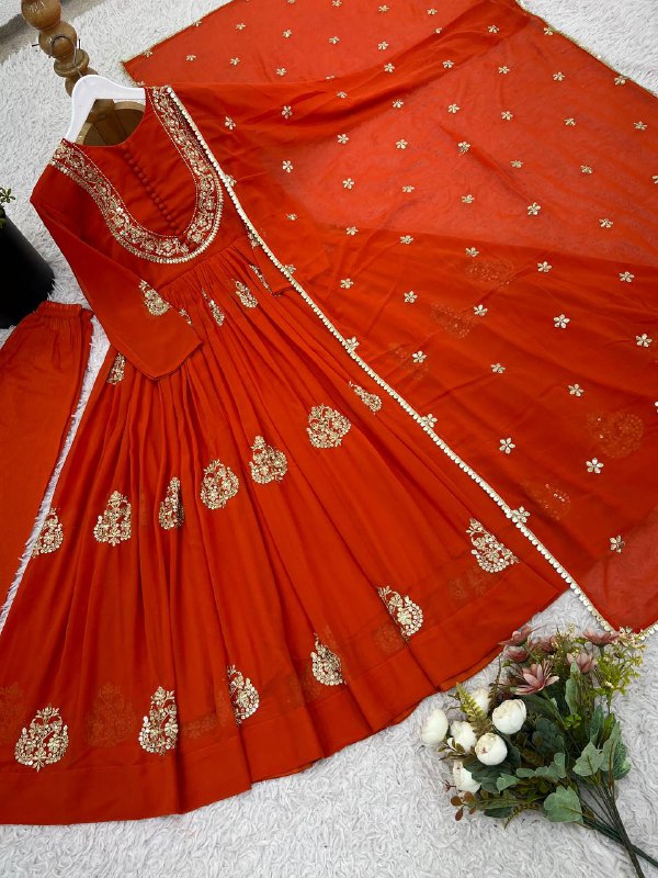 Designer Collection In Faux Georgette With Embroidery Sequence Work Gown And Dupatta Set Fully Stitched Ready To Wear  single available wholesale