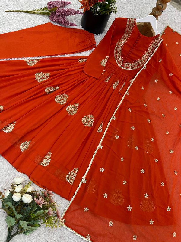 Designer Collection In Faux Georgette With Embroidery Sequence Work Gown And Dupatta Set Fully Stitched Ready To Wear  single available wholesale