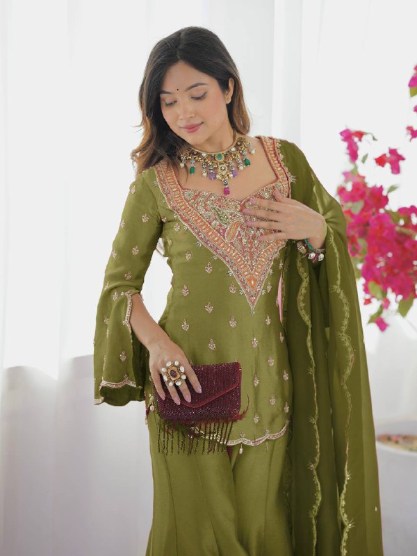 Designer Collection In simar silk With Embroidery Work Top-Bottom And Dupatta Set Fully Stitched Ready To Wear  single available wholesale