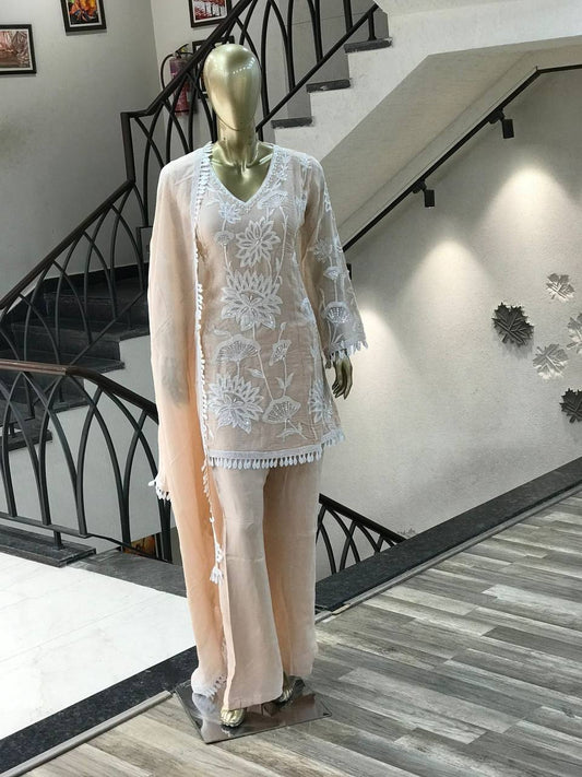 Ready To Wear Collection With Embroidery And Sequence Worked Top-Plazzo And Dupatta Set Fully Stitched Ready To Wear single available wholesale