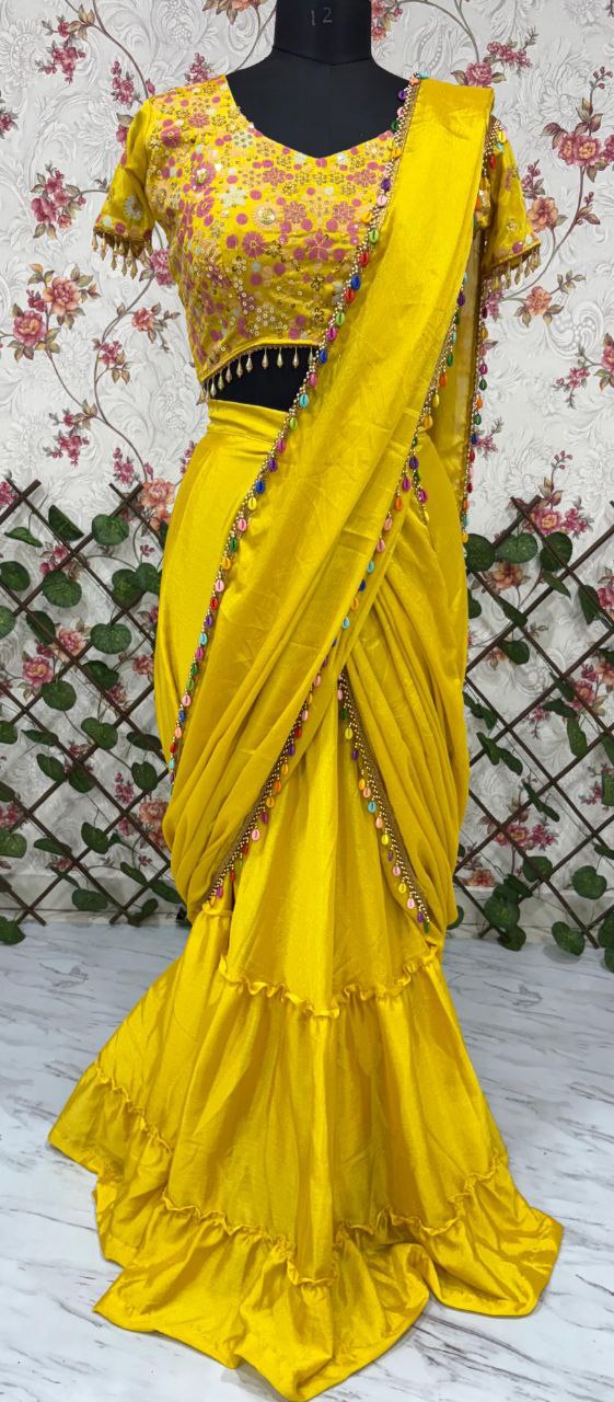Most Beautiful Latest Full Stitched Lehenga Saree Collection