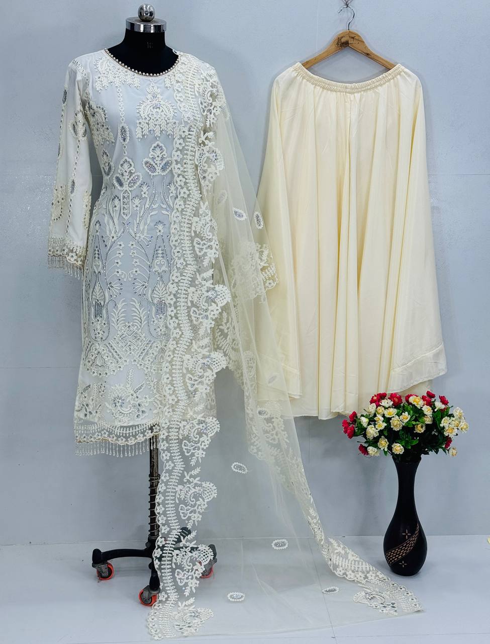 DESIGNER WEAR HEAVY EMBROIDERY CHINE SEQUENCE PARTY WEAR COLLECTION single available wholesale