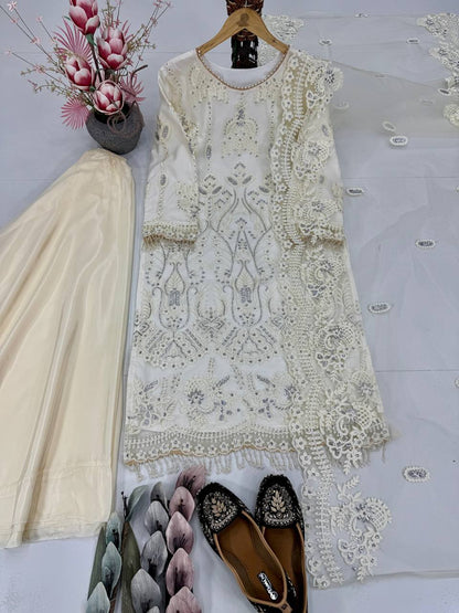 DESIGNER WEAR HEAVY EMBROIDERY CHINE SEQUENCE PARTY WEAR COLLECTION single available wholesale
