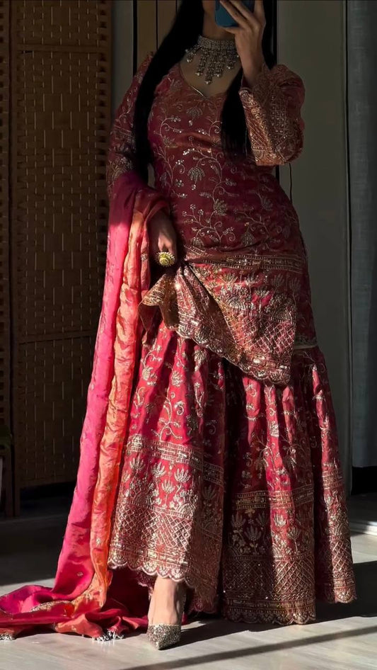 Designer Party Wear Look Top , Sharara Plazzo and Dupatta single available wholesale
